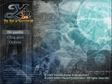 Ys - The Ark of Napishtim screen shot title